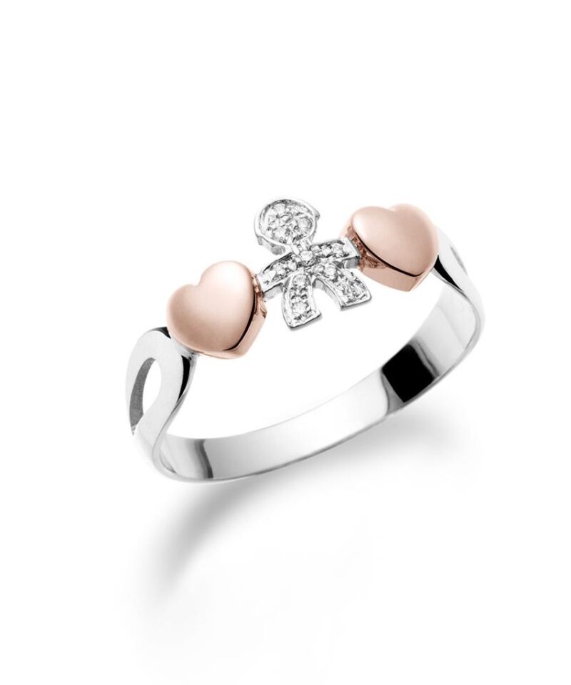 Anello Le Bebè I Preziosi con sagoma bimbo in oro bianco e diamanti