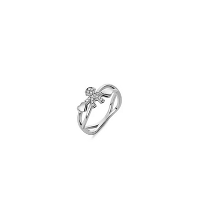 Anello Le Bebè I Preziosi con sagoma bimbo in oro bianco e diamanti