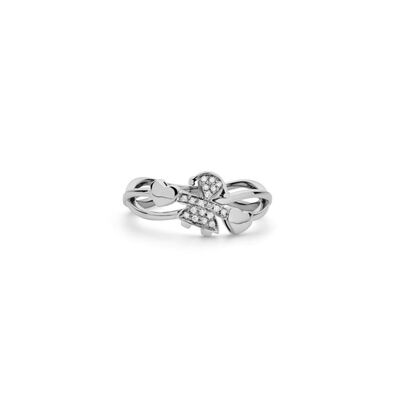 Anello Le Bebè con sagoma  bimba in oro bianco e diamanti