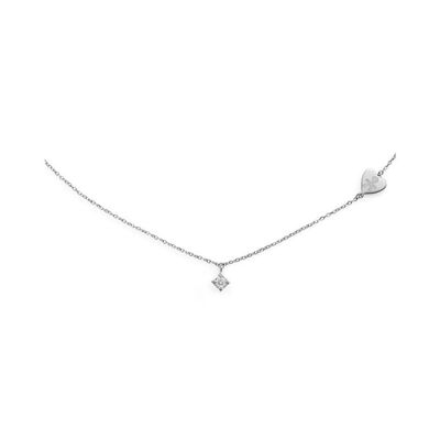 Collana Le Bebè Per Sempre in oro bianco e diamante da 0,07 ct con sagoma bimbo incisa