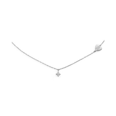 Collana Le Bebè Per Sempre in oro bianco e diamante da 0,07 ct con sagoma bimba incisa