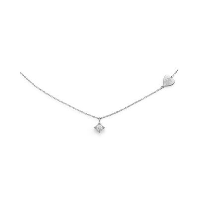 Collana Le Bebè Per Sempre in oro bianco e diamante da 0,15 ct con sagoma bimba incisa