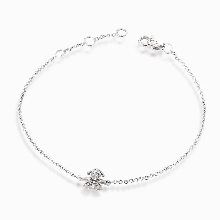 Bracciale Le Bebè con sagoma bimba in oro bianco e diamanti
