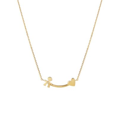Collana Le Bebè con sagoma bimbo e cuore, in oro giallo e diamante