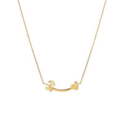 Collana Les Petits  Le Bebè con sagoma bimba e cuore, in oro giallo e diamante