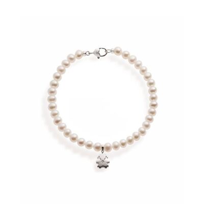 Bracciale Le Bebè Le Perle con sagoma bimba in oro bianco e diamante