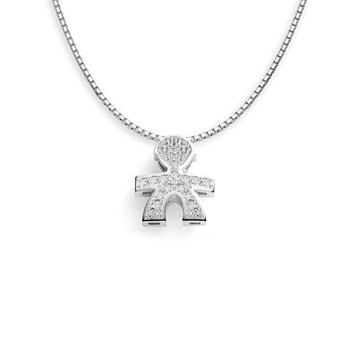 Collana Le Bebè con ciondolo bimbo in oro bianco e pavè di diamanti