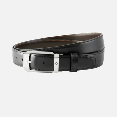 Cintura Montblanc reversibile in pelle nera/marrone