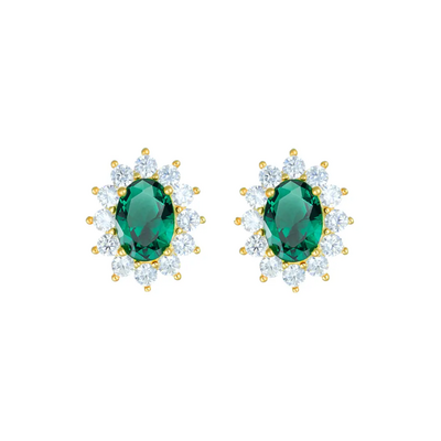 Orecchini Amen Royal Lady Dorati con Zircone Verde Smeraldo