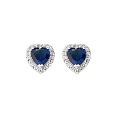 Orecchini Amen Rodio Cuore dell'Oceano Blu