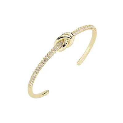 Bracciale Amen Rigido Nodo d'Amore in Ottone Dorato con Zirconi