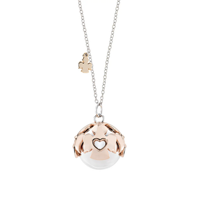 Collana Amen Chiama Angeli in Acciaio Rosé e Rodio