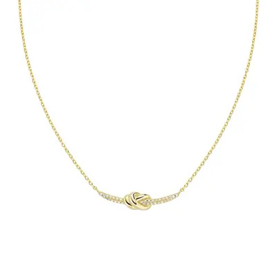 Collana Amen Nodo d'Amore in Ottone Dorato con Zirconi