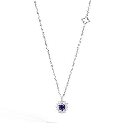 Collana Recarlo in oro 18kt con pendente di diamanti e zaffiro