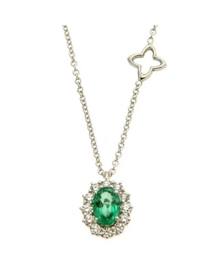 Collana Recarlo in oro 18kt con pendente di diamanti e smeraldo