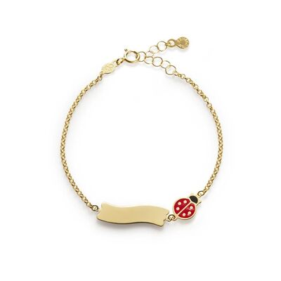 Bracciale Le Bebè Fortuna con coccinella e targhetta in oro giallo