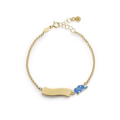 Bracciale Le Bebè Fortuna con elefantino e targhetta in oro giallo