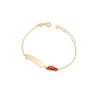 Bracciale Le Bebè Toys con macchinina e targhetta nuvola in oro giallo