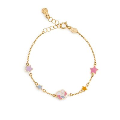 Bracciale Le Bebè Toys in oro giallo con unicorno e stelline