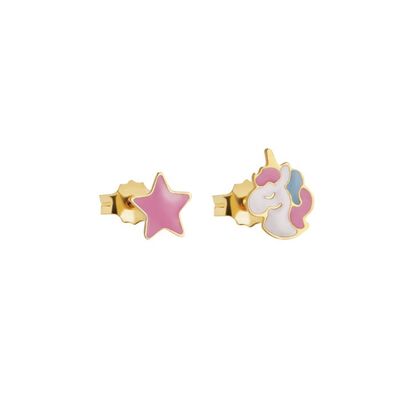 Orecchini Le Bebè Toys in oro giallo con unicorno e stellina