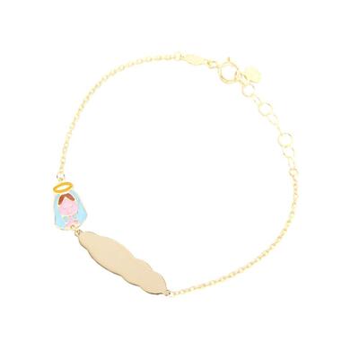 Bracciale Le Bebè  in oro giallo con madonnina e targhetta nuvola