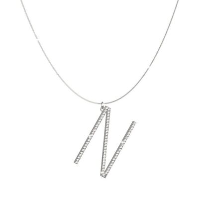 Collana Rebecca in argento con iniziale in cristalli