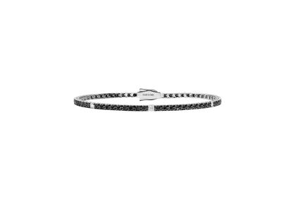 Bracciale Recarlo tennis in oro bianco con diamanti bianchi e neri alternati