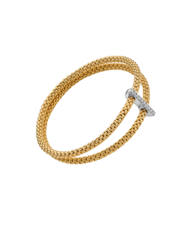 Bracciale Fope Flex'it con doppia maglia e pavè di diamanti