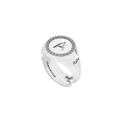 Anello Rebecca in argento con iniziale incisa