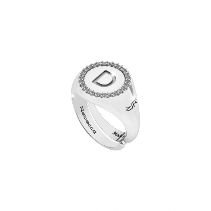 Anello Rebecca in argento con iniziale incisa "D"